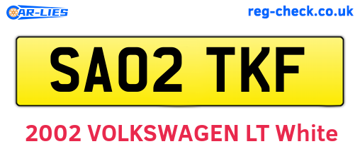 SA02TKF are the vehicle registration plates.