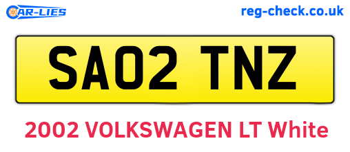 SA02TNZ are the vehicle registration plates.