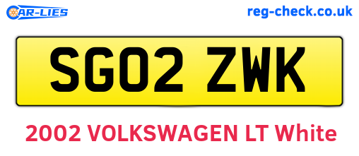 SG02ZWK are the vehicle registration plates.