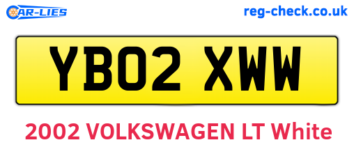 YB02XWW are the vehicle registration plates.