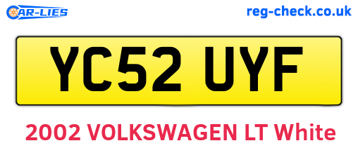 YC52UYF are the vehicle registration plates.