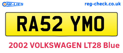 RA52YMO are the vehicle registration plates.