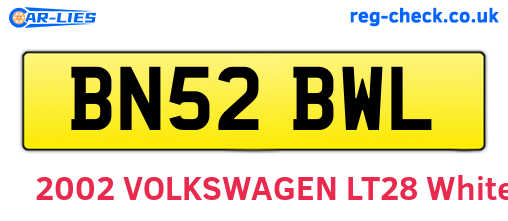 BN52BWL are the vehicle registration plates.
