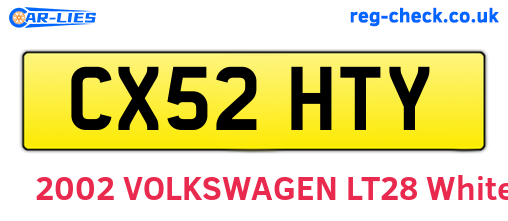 CX52HTY are the vehicle registration plates.