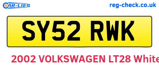 SY52RWK are the vehicle registration plates.