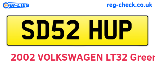 SD52HUP are the vehicle registration plates.