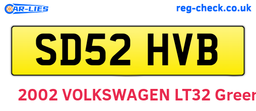 SD52HVB are the vehicle registration plates.