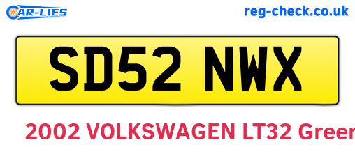 SD52NWX are the vehicle registration plates.
