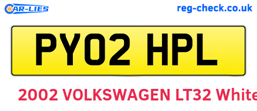 PY02HPL are the vehicle registration plates.