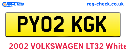 PY02KGK are the vehicle registration plates.
