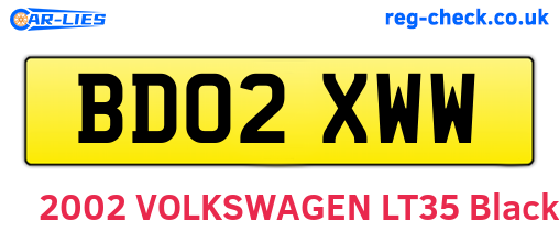 BD02XWW are the vehicle registration plates.