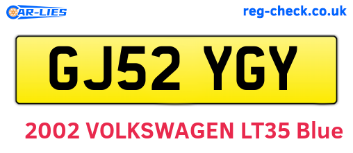 GJ52YGY are the vehicle registration plates.