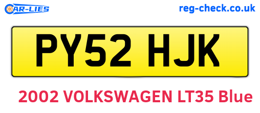 PY52HJK are the vehicle registration plates.