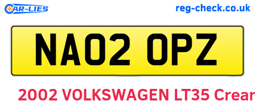 NA02OPZ are the vehicle registration plates.
