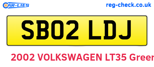 SB02LDJ are the vehicle registration plates.