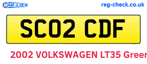 SC02CDF are the vehicle registration plates.