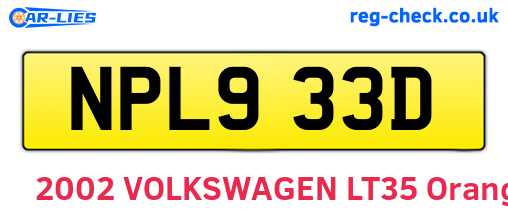 NPL933D are the vehicle registration plates.
