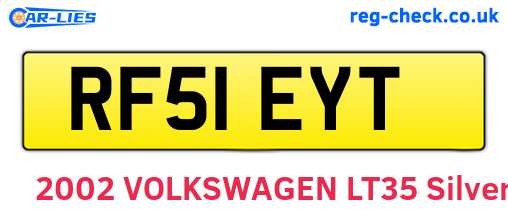 RF51EYT are the vehicle registration plates.