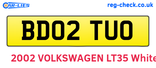 BD02TUO are the vehicle registration plates.