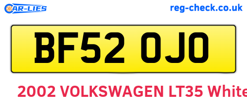 BF52OJO are the vehicle registration plates.