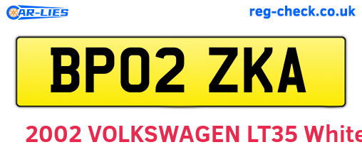 BP02ZKA are the vehicle registration plates.