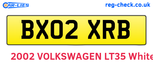 BX02XRB are the vehicle registration plates.