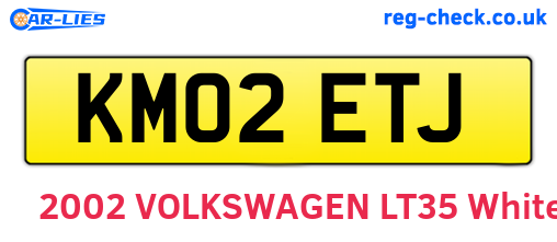 KM02ETJ are the vehicle registration plates.
