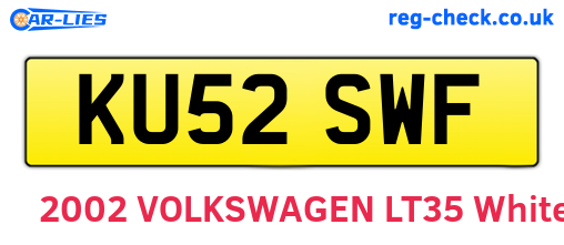 KU52SWF are the vehicle registration plates.