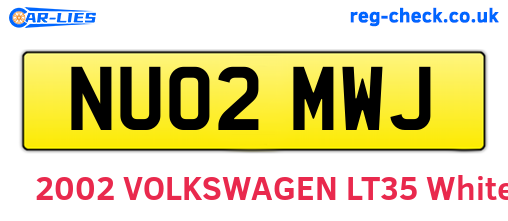 NU02MWJ are the vehicle registration plates.