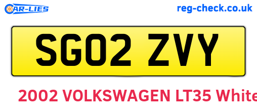 SG02ZVY are the vehicle registration plates.
