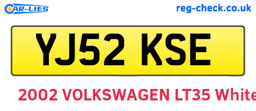 YJ52KSE are the vehicle registration plates.