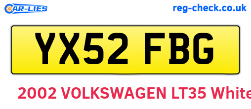 YX52FBG are the vehicle registration plates.