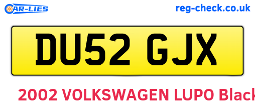 DU52GJX are the vehicle registration plates.