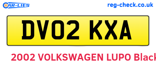 DV02KXA are the vehicle registration plates.