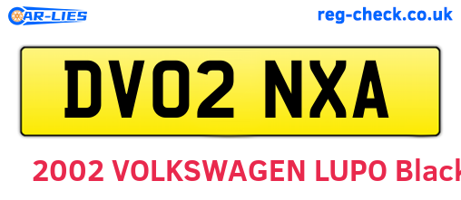 DV02NXA are the vehicle registration plates.