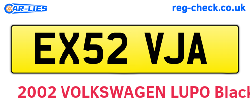 EX52VJA are the vehicle registration plates.