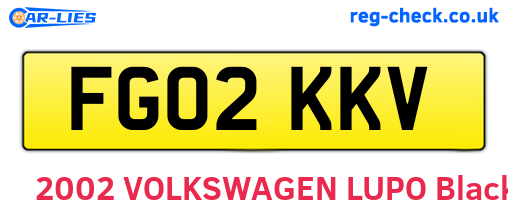 FG02KKV are the vehicle registration plates.