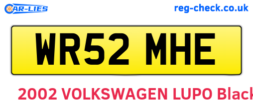 WR52MHE are the vehicle registration plates.