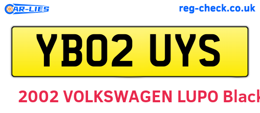 YB02UYS are the vehicle registration plates.