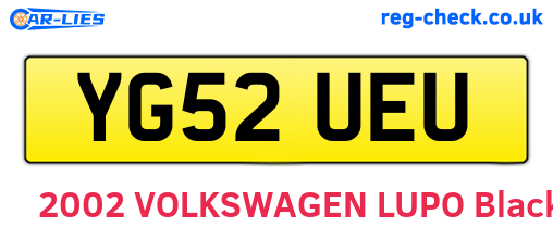 YG52UEU are the vehicle registration plates.