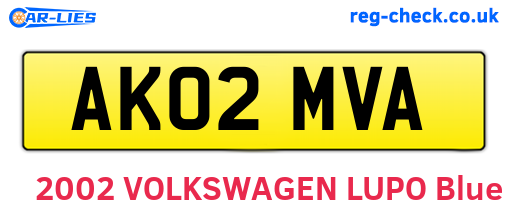 AK02MVA are the vehicle registration plates.