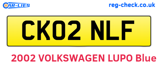 CK02NLF are the vehicle registration plates.