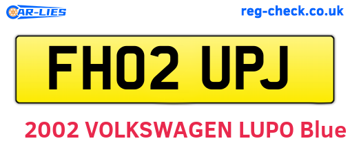 FH02UPJ are the vehicle registration plates.