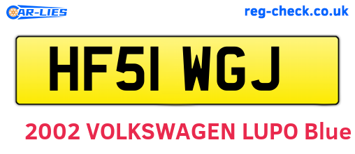 HF51WGJ are the vehicle registration plates.