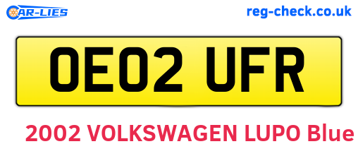 OE02UFR are the vehicle registration plates.