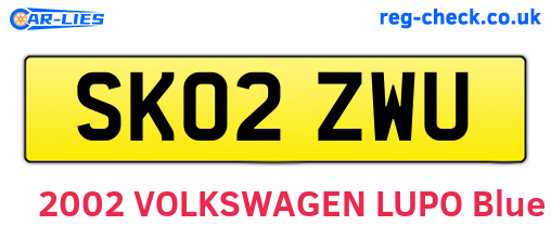 SK02ZWU are the vehicle registration plates.