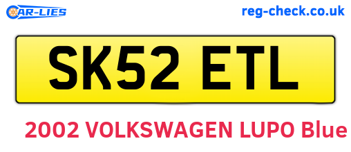 SK52ETL are the vehicle registration plates.
