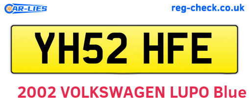 YH52HFE are the vehicle registration plates.