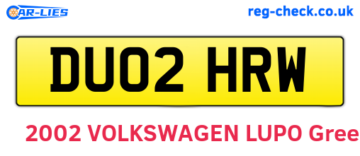 DU02HRW are the vehicle registration plates.
