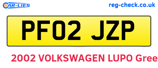 PF02JZP are the vehicle registration plates.